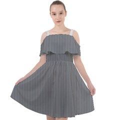 Steel Grey & White - Cut Out Shoulders Chiffon Dress by FashionLane