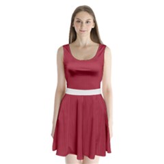 Vivid Burgundy & White - Split Back Mini Dress  by FashionLane