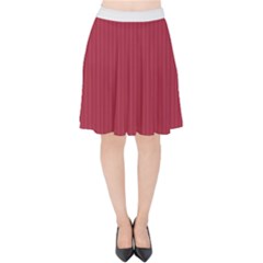 Vivid Burgundy & White - Velvet High Waist Skirt by FashionLane