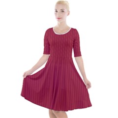 Vivid Burgundy & White - Quarter Sleeve A-line Dress by FashionLane