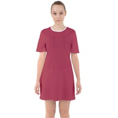 Vivid Burgundy & White - Sixties Short Sleeve Mini Dress