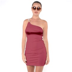 Vivid Burgundy & White - One Soulder Bodycon Dress by FashionLane