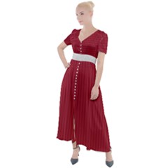 Vivid Burgundy & White - Button Up Short Sleeve Maxi Dress by FashionLane