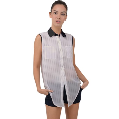 Abalone Grey & Black - Sleeveless Chiffon Button Shirt by FashionLane