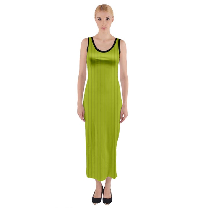 Acid Green & Black - Fitted Maxi Dress