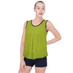 Acid Green & Black - Bubble Hem Chiffon Tank Top by FashionLane