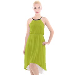 Acid Green & Black - High-low Halter Chiffon Dress  by FashionLane