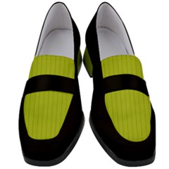 Acid Green & Black - Women s Chunky Heel Loafers by FashionLane