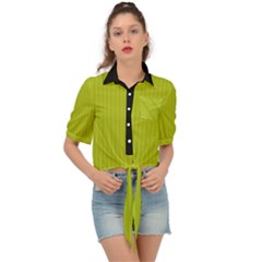 Acid Green & Black - Tie Front Shirt  by FashionLane