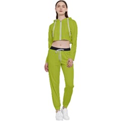 Acid Green & Black - Cropped Zip Up Lounge Set by FashionLane