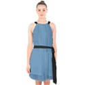 Air Force Blue & Black - Halter Collar Waist Tie Chiffon Dress View1