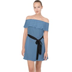 Air Force Blue & Black - Off Shoulder Chiffon Dress by FashionLane