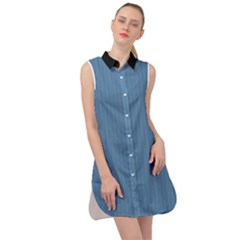 Air Force Blue & Black - Sleeveless Shirt Dress by FashionLane