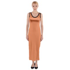 Atomic Tangerine & Black - Fitted Maxi Dress by FashionLane