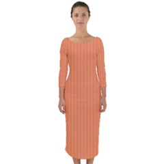 Atomic Tangerine & Black - Quarter Sleeve Midi Bodycon Dress by FashionLane