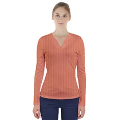 Atomic Tangerine & Black - V-neck Long Sleeve Top by FashionLane