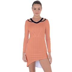 Atomic Tangerine & Black - Asymmetric Cut-out Shift Dress by FashionLane