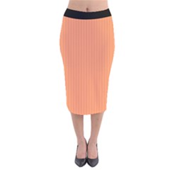 Atomic Tangerine & Black - Velvet Midi Pencil Skirt by FashionLane