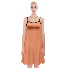 Atomic Tangerine & Black - Spaghetti Strap Velvet Dress by FashionLane