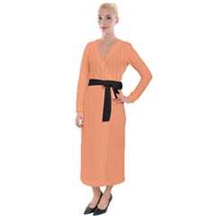 Atomic Tangerine & Black - Velvet Maxi Wrap Dress by FashionLane