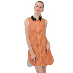 Atomic Tangerine & Black - Sleeveless Shirt Dress by FashionLane