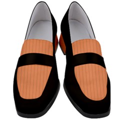 Atomic Tangerine & Black - Women s Chunky Heel Loafers by FashionLane