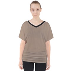 Beaver Brown & Black - V-neck Dolman Drape Top by FashionLane