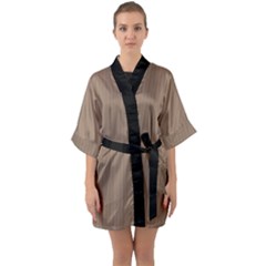 Beaver Brown & Black - Half Sleeve Satin Kimono  by FashionLane