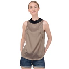 Beaver Brown & Black - High Neck Satin Top by FashionLane