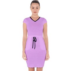 Blossom Pink & Black - Capsleeve Drawstring Dress  by FashionLane