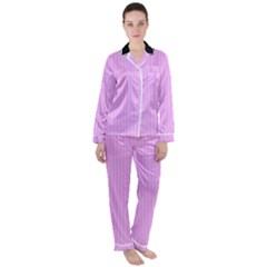 Blossom Pink & Black - Satin Long Sleeve Pyjamas Set by FashionLane