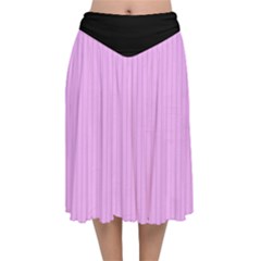 Blossom Pink & Black - Velvet Flared Midi Skirt by FashionLane