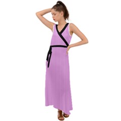 Blossom Pink & Black - V-neck Chiffon Maxi Dress by FashionLane