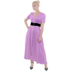 Blossom Pink & Black - Button Up Short Sleeve Maxi Dress by FashionLane