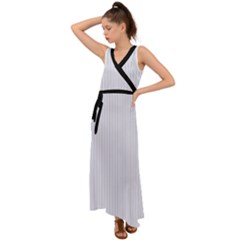 Brilliant White & Black - V-neck Chiffon Maxi Dress by FashionLane