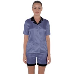 Lavender Violet & Black - Satin Short Sleeve Pyjamas Set by FashionLane