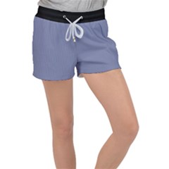 Lavender Violet & Black - Velour Lounge Shorts by FashionLane