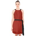 Lipstick Red & Black - Halter Collar Waist Tie Chiffon Dress View1