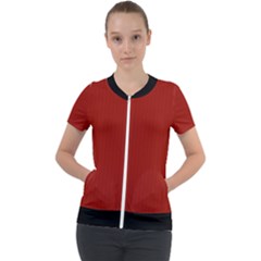 Lipstick Red & Black - Short Sleeve Zip Up Jacket by FashionLane