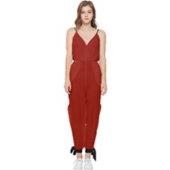 Lipstick Red & Black - Sleeveless Tie Ankle Jumpsuit by FashionLane