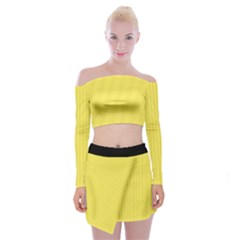 Maize Yellow & Black - Off Shoulder Top With Mini Skirt Set by FashionLane