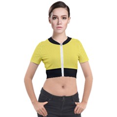 Maize Yellow & Black - Short Sleeve Cropped Jacket by FashionLane