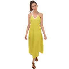 Maize Yellow & Black - Halter Tie Back Dress  by FashionLane