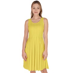 Maize Yellow & Black - Knee Length Skater Dress With Pockets by FashionLane