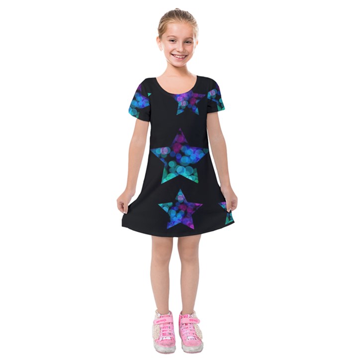 Mermaid Stars Kids  Short Sleeve Velvet Dress