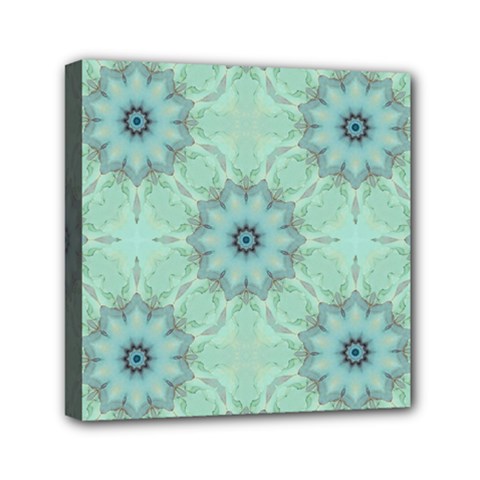 Mint Floral Pattern Mini Canvas 6  X 6  (stretched) by Dazzleway