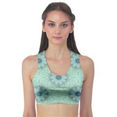 Mint Floral Pattern Sports Bra by Dazzleway