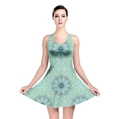 Mint Floral Pattern Reversible Skater Dress by Dazzleway