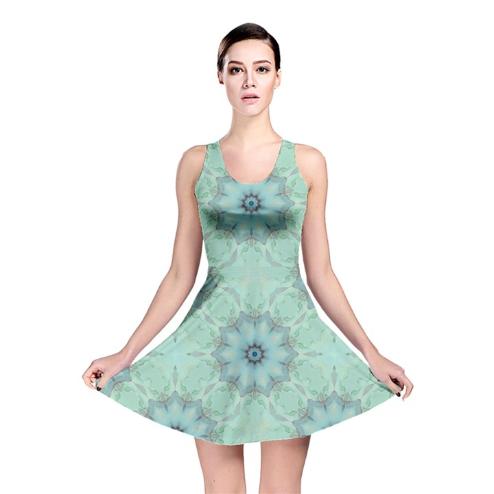 Mint floral pattern Reversible Skater Dress