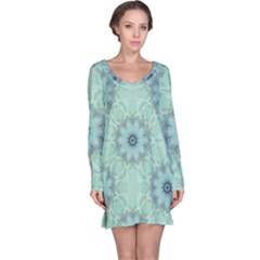 Mint Floral Pattern Long Sleeve Nightdress by Dazzleway